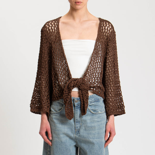 Vicolo-Cardigan traforata filo lurex - moro