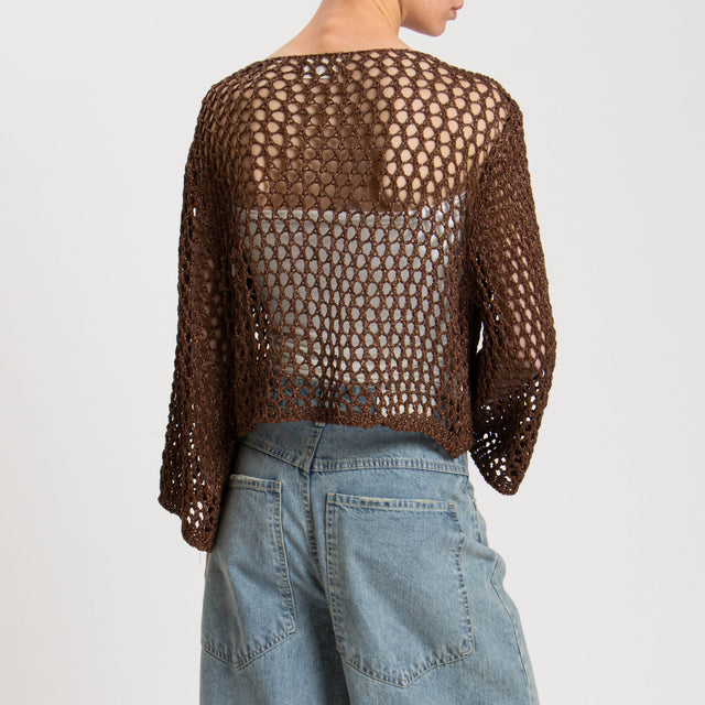 Vicolo-Cardigan traforata filo lurex - moro