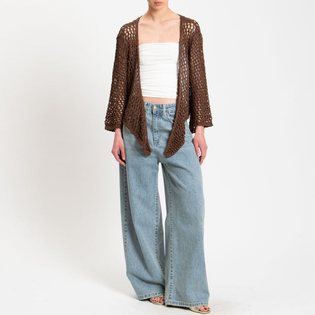 Vicolo-Cardigan traforata filo lurex - moro