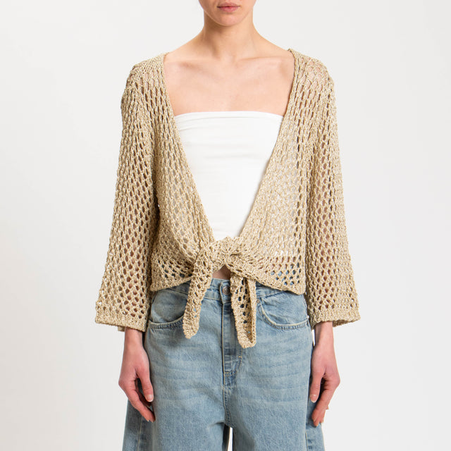 Vicolo-Cardigan traforata filo lurex - platino
