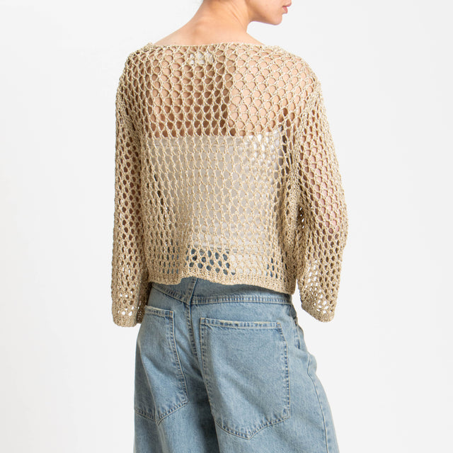 Vicolo-Cardigan traforata filo lurex - platino