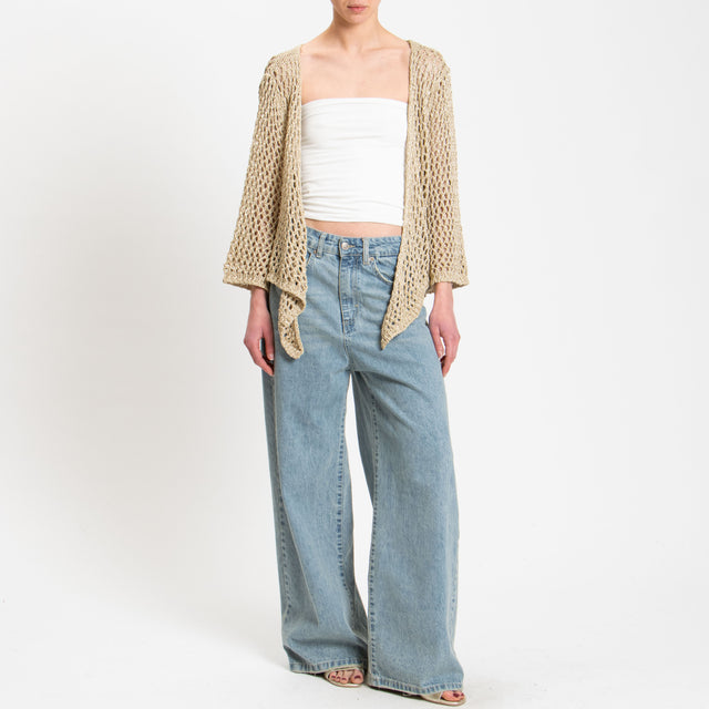Vicolo-Cardigan traforata filo lurex - platino