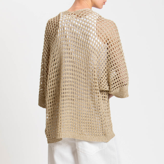 Vicolo-Cardigan traforato filo lurex - platino