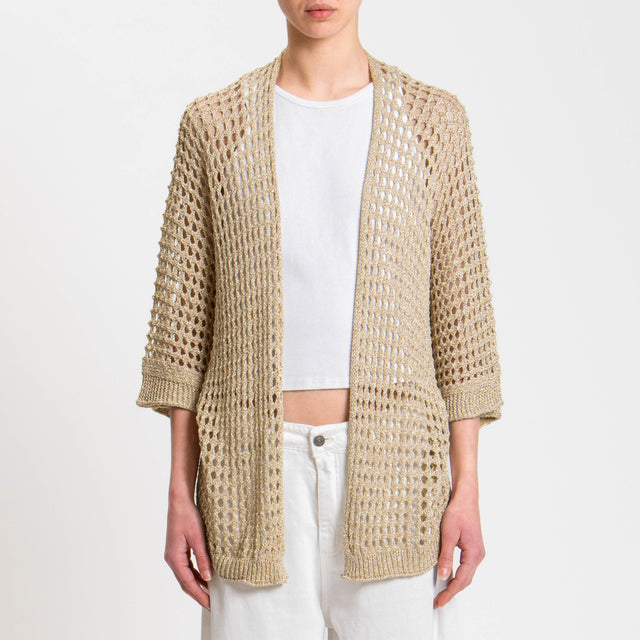 Vicolo-Cardigan traforato filo lurex - platino