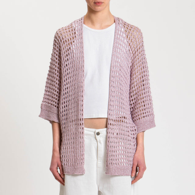 Vicolo-Cardigan traforato filo lurex - rosa