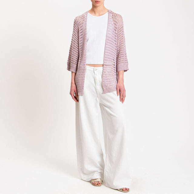 Vicolo-Cardigan traforato filo lurex - rosa