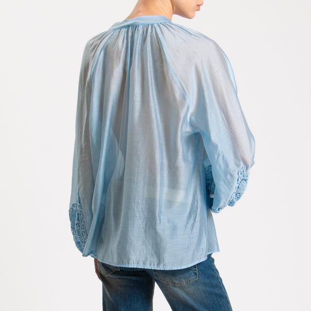 Motel-Camicia mussola tencel fibra naturale - cielo