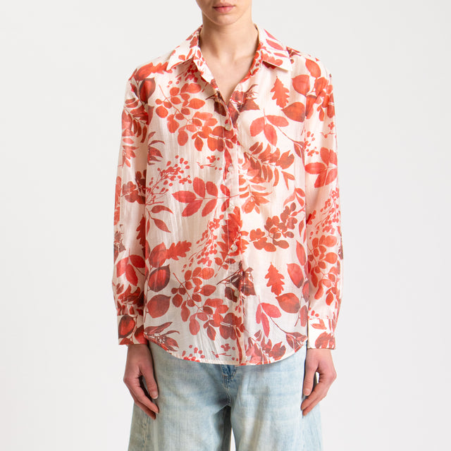 Zeroassoluto-Camicia MIA fantasia in mussola LYOCELL FIBRA NATURALE - foglie nude/fragola