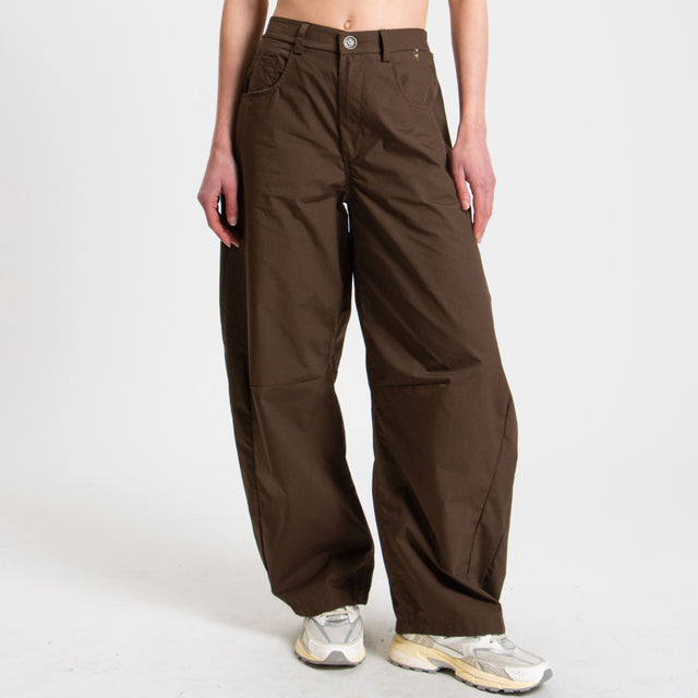 Souvenir-Pantalone GAYA barrel elastico dietro - cioccolato