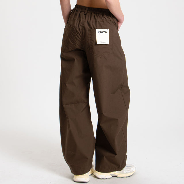 Souvenir-Pantalone GAYA barrel elastico dietro - cioccolato