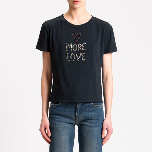 Kontatto-T-shirt "MORE LOVE" con applicazioni - nero