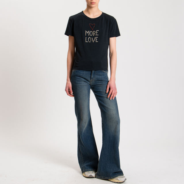 Kontatto-T-shirt "MORE LOVE" con applicazioni - nero