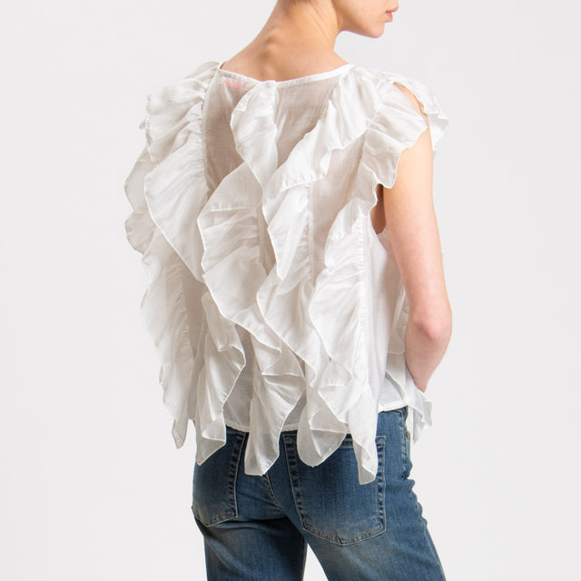 Kontatto-Blusa mussola smanicata - bianco
