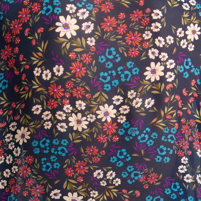 Zeroassoluto-Camicia CLAY Fantasia 100% viscosa - fiori nero/azzurro/cherry