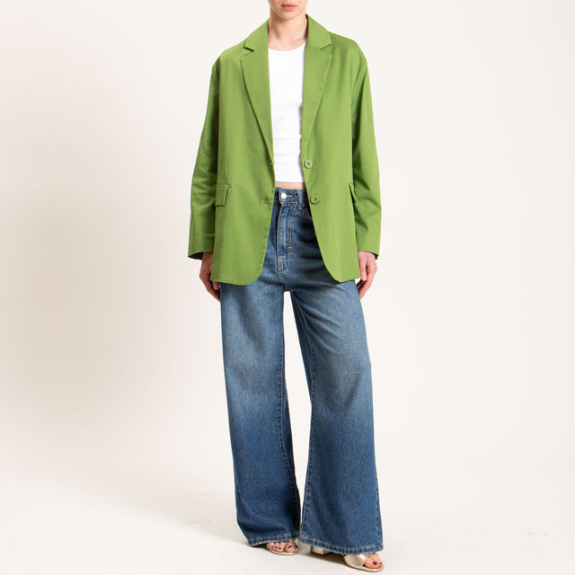 Dixie-Giacca oversize cotone light elasticizzato - avocado