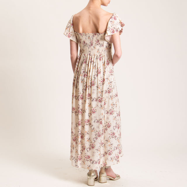 Vicolo-Abito collo shiffer fantasia floreale - cipria/rosa/mauve