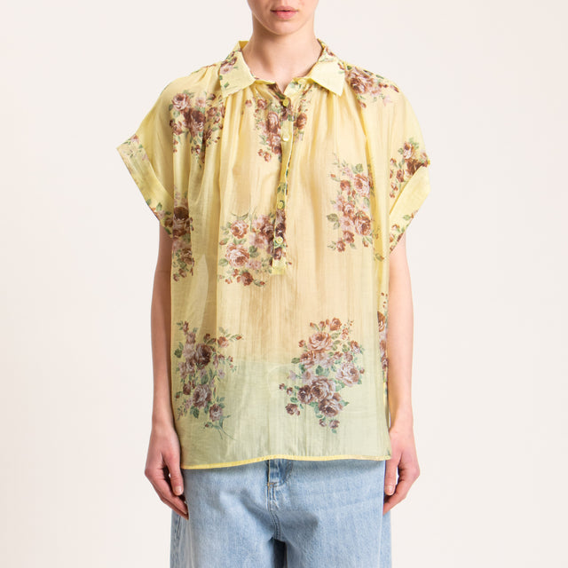 Vicolo-Camicia mussola fantasia provenzale - mimosa/moro/verde