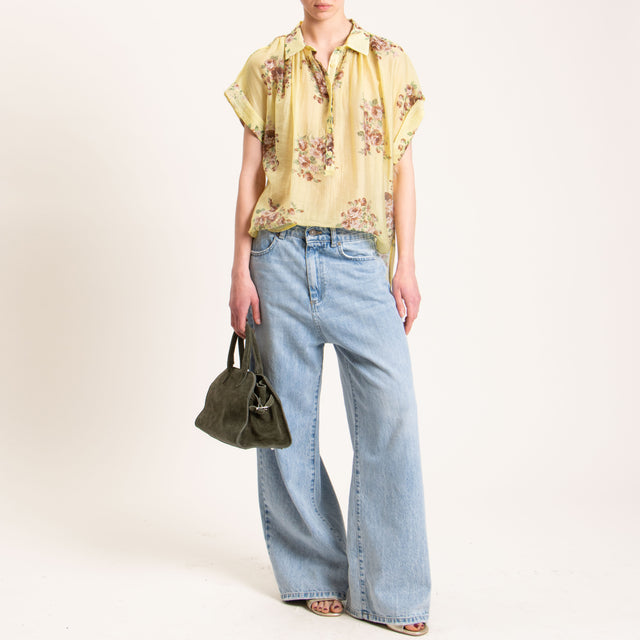 Vicolo-Camicia mussola fantasia provenzale - mimosa/moro/verde