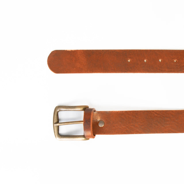 Zeroassoluto-Leather belt with bronze buckle - leather