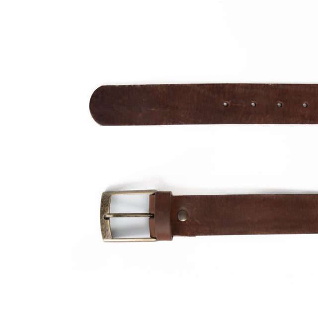 Zeroassoluto-Cintura pelle con fibbia bronzo - moro