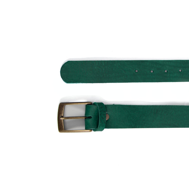 Zeroassoluto-Cintura pelle con fibbia bronzo - verde bottiglia