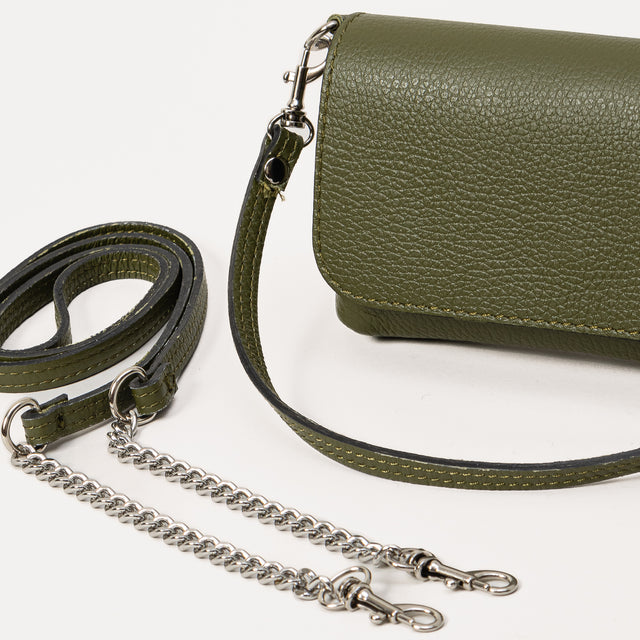 W by white mood-Pochette genuine leather - militare