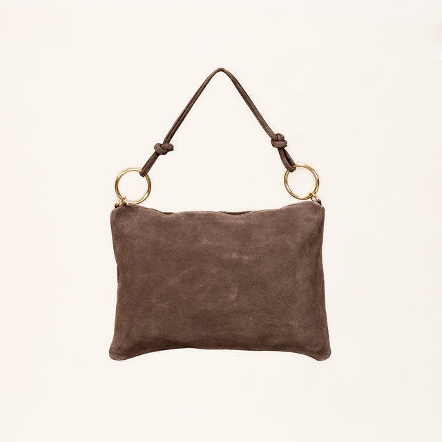 W by Whitemood-Borsa a spalla in pelle scamosciato - moro