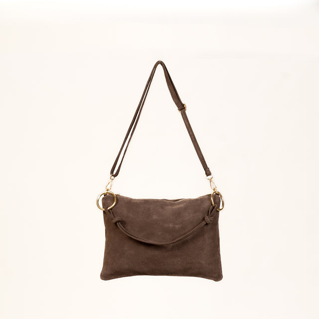 W by Whitemood-Borsa a spalla in pelle scamosciato - moro