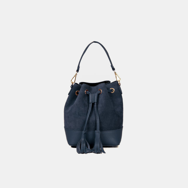 Bolso tipo cubo con borlas de W by Whitemood - Azul