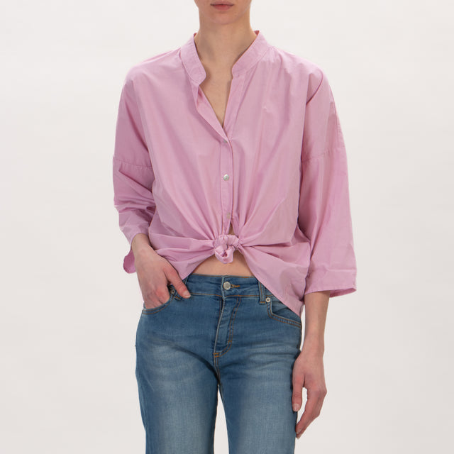 Dixie-Camicia in cotone con nodo - rosa