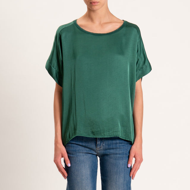 Motel-Blusa satin collo lurex - VERDE