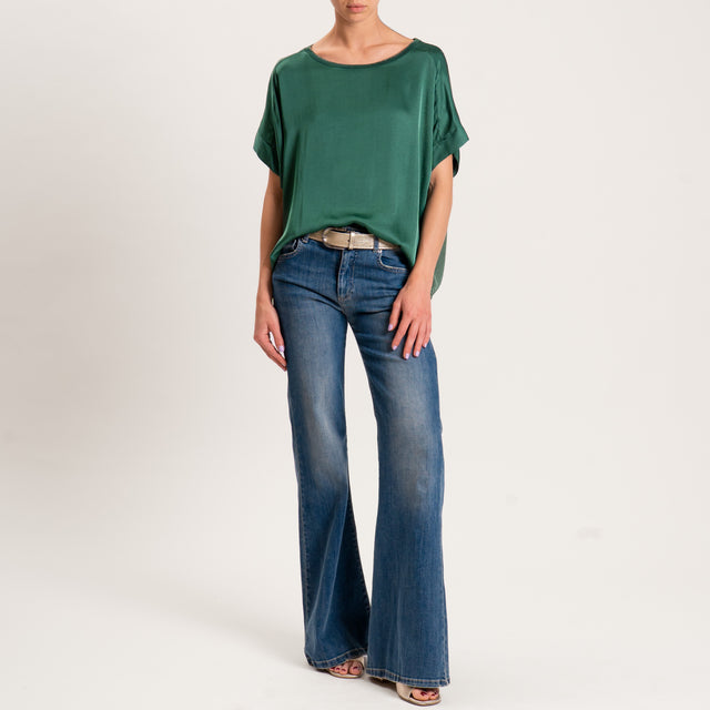 Motel-Blusa satin collo lurex - VERDE