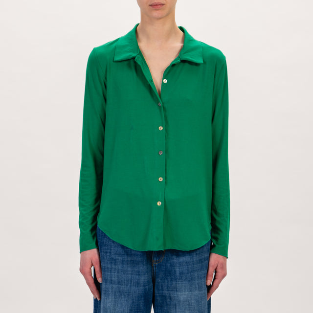 Zeroassoluto-Camicia CARLY in jersey - verde emerald