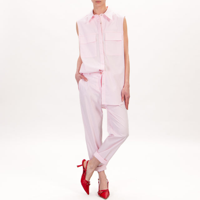 Haveone-Camicia over smanicata cotone elasticizzato - pink