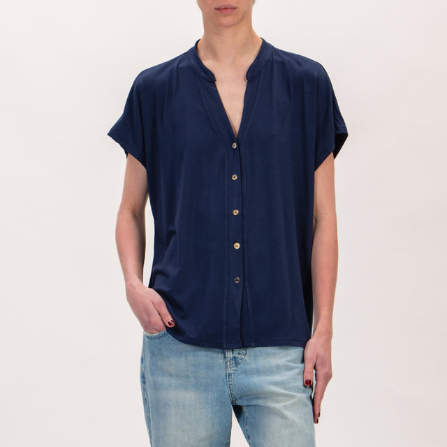Zeroassoluto-Camicia CRIS chester in jersey - blu