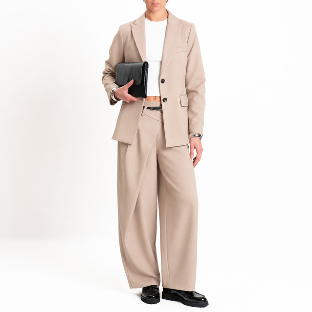 Tensione in-Pantalone misto lana chiusura asimmetrica - cacha