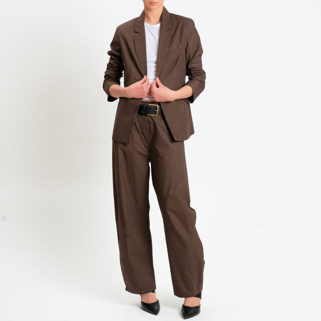 Philia Loft-Pantalone barrel in popeline di cotone - moro