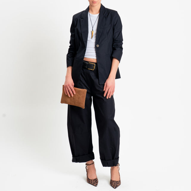 Philia Loft-Pantalone barrel in popeline di cotone - nero