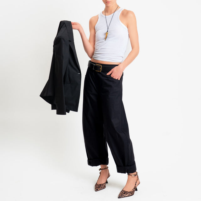 Philia Loft-Pantalone barrel in popeline di cotone - nero