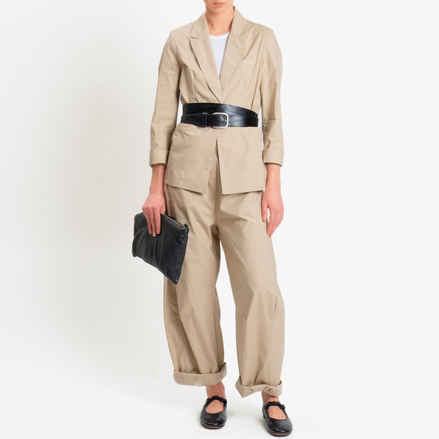Philia Loft-Pantalone barrel in popeline di cotone- sabbia