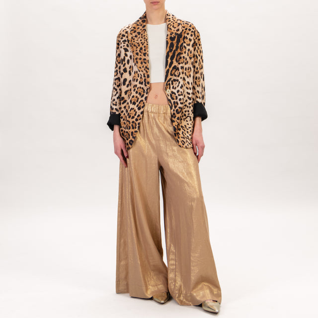 Souvenir-Pantalone lino lurex con elastico - oro