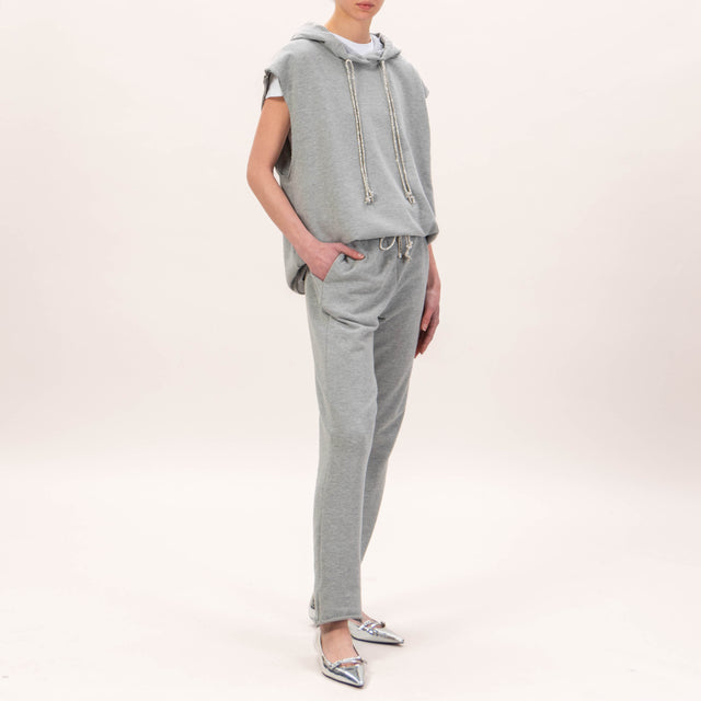 Souvenir-Pantalone felpa con coulisse gioiello - grigio
