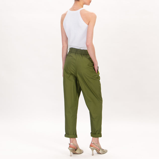 Souvenir-Pantalone popeline elastico dietro - oliva