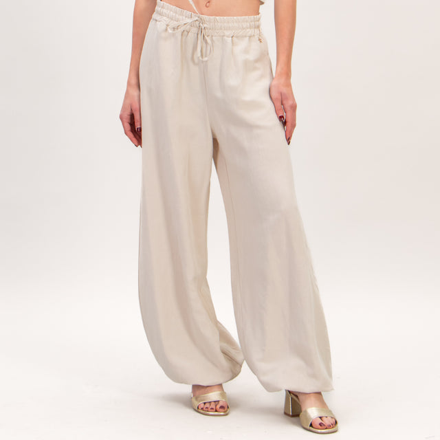 Souvenir-Pantalone misto lino elastico - sand