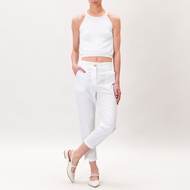 Souvenir-Pantalone popeline elastico dietro - bianco
