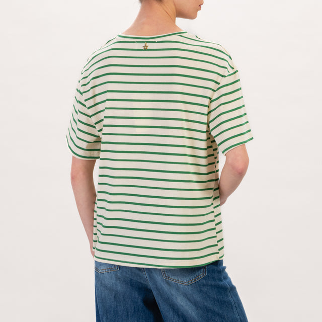 Souvenir-T-shirt righe scatola - burro/verde