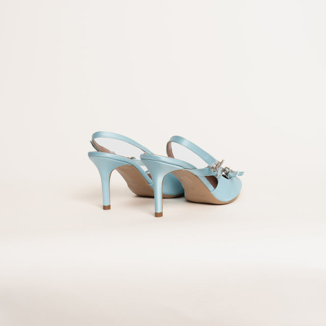 Divine Follie-Slingback raso tre fibbie - azzurro