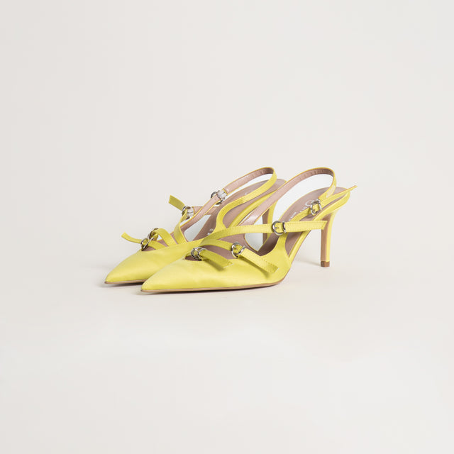 Divine Follie-Slingback raso tre fibbie - giallo