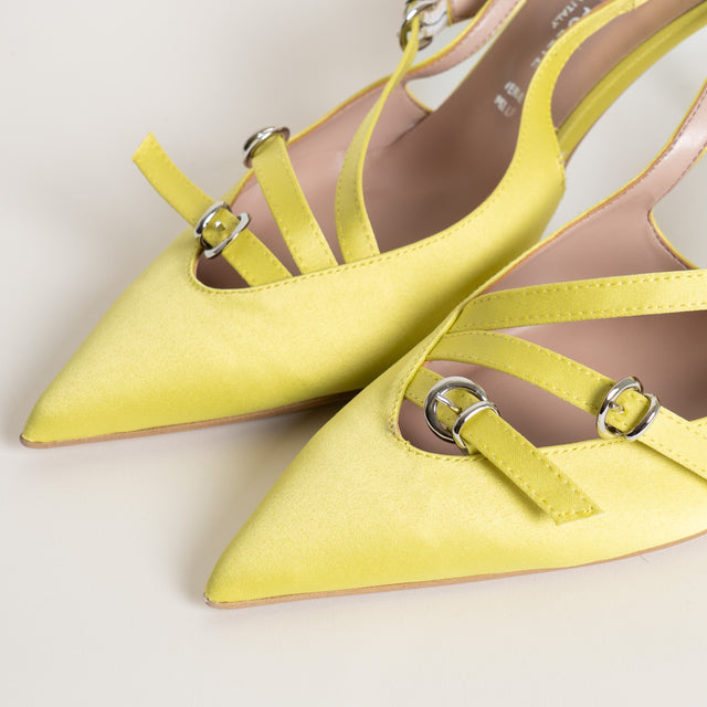 Divine Follie-Slingback raso tre fibbie - giallo