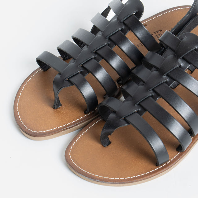 Divine Follie-Sandalo gladiatore in pelle - nero